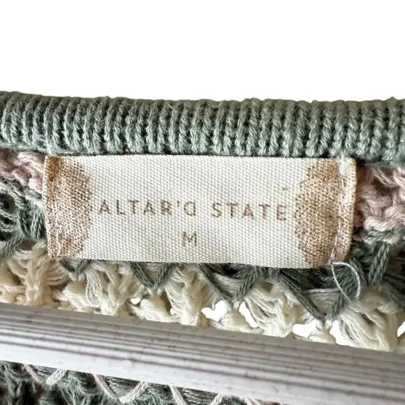 Altar'd Stare Briella striped knit sweater Sz M Crochet Cropped Boho - Picture 5 of 10